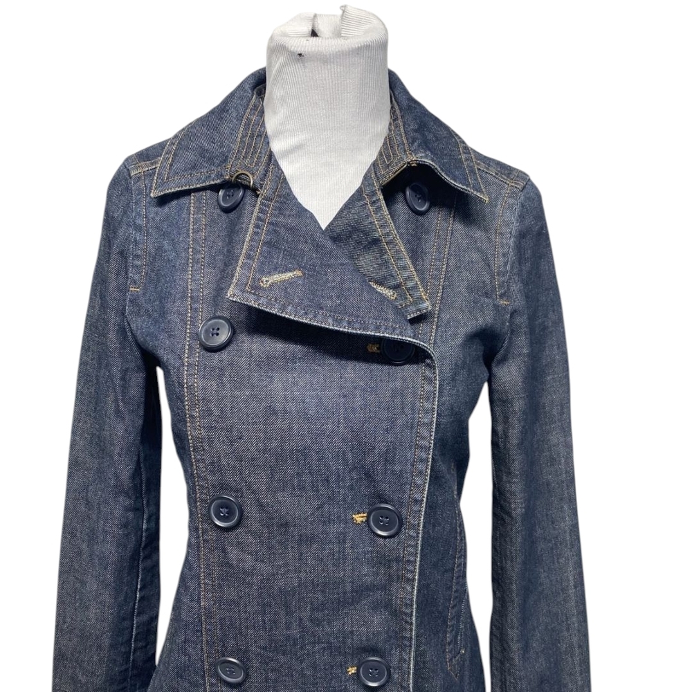 GAP Women's Double Breasted Blue Denim Jacket Size Medium   47